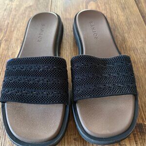 Rothy's The Slide Sandal Black Crochet Size 7.5
